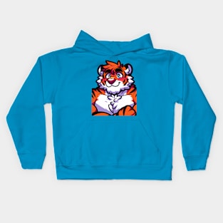 Blushing UwU Furry Anthro Tiger Art Kids Hoodie